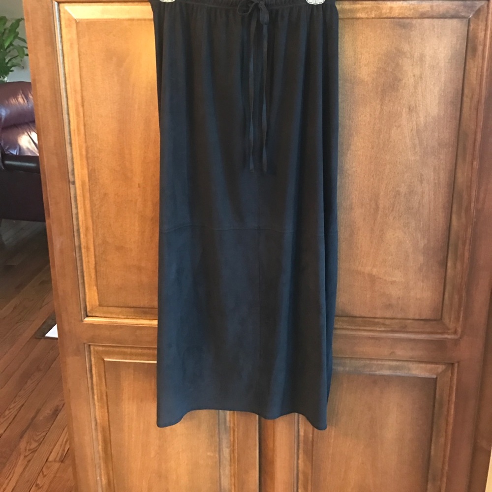 J Jill Black Faux Suede Maxi Skirt Size Petite M